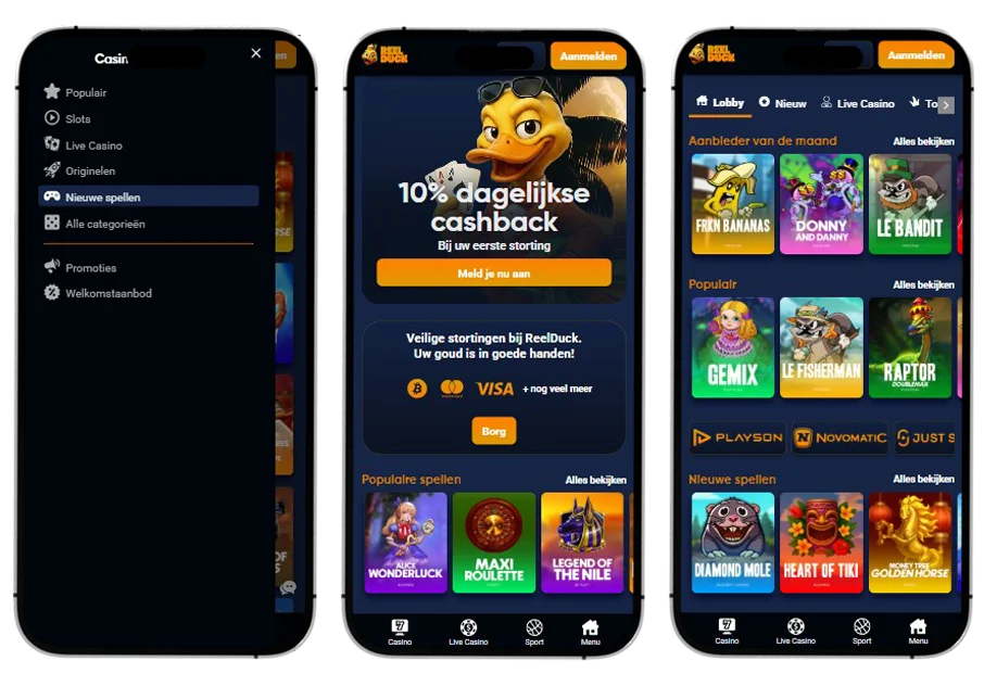 ReelDuck Casino Mobiele versie en app